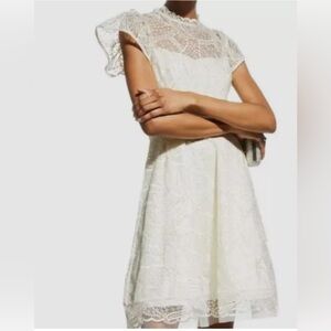 $626 Shoshanna Women's Ivory Everlie Fit-&-Flare Mini Dress Size 10 A494